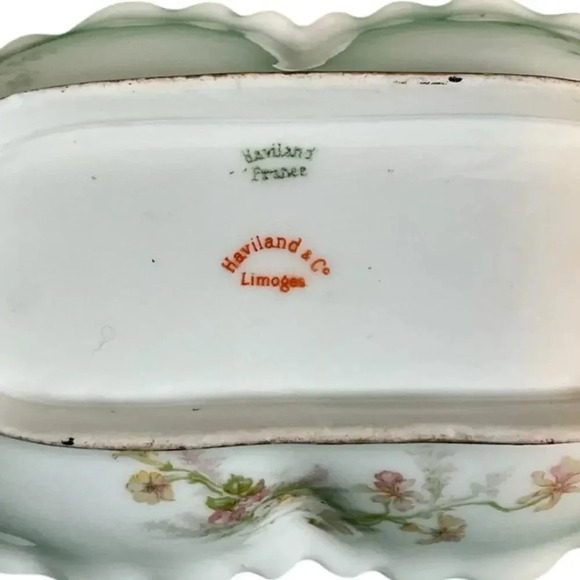 Vintage Antique Haviland France Haviland & Co Limoges Small Oval Trey Gold Trim - Picture 8 of 9